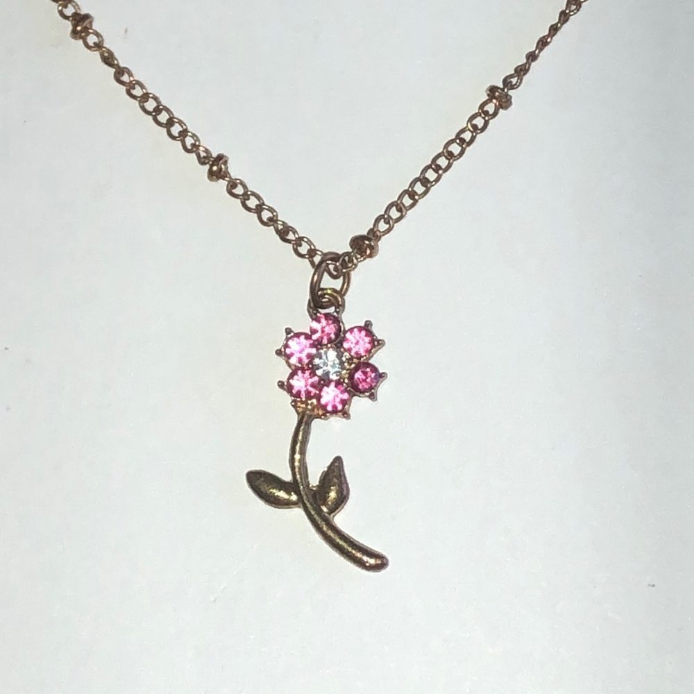 Pink Flower Dainty Boho Pendant Necklace